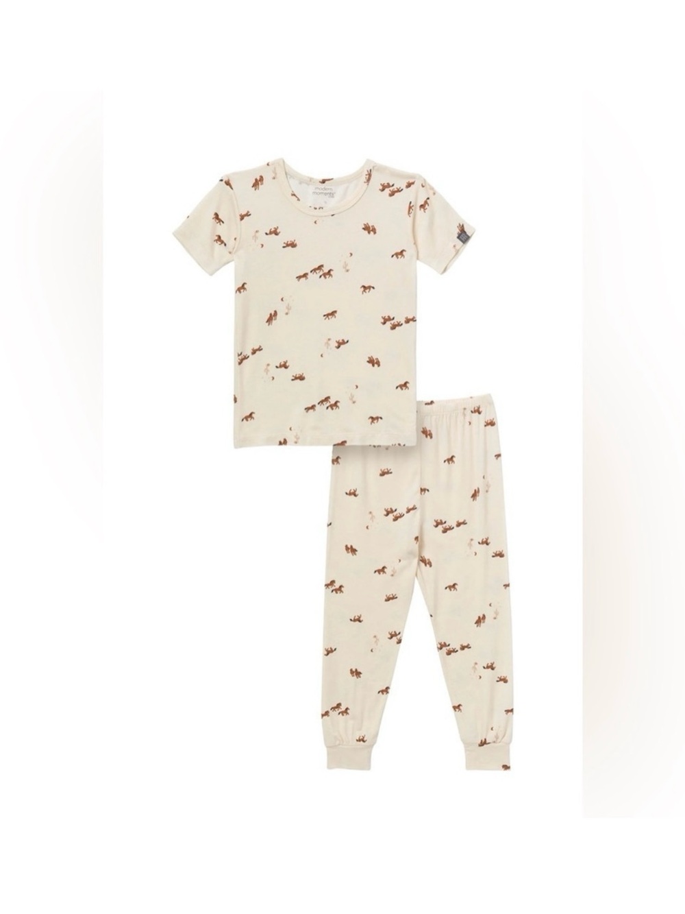 Modern Moments 2- Piece Pajama Set  In Beige With Bronw Horses 🐎